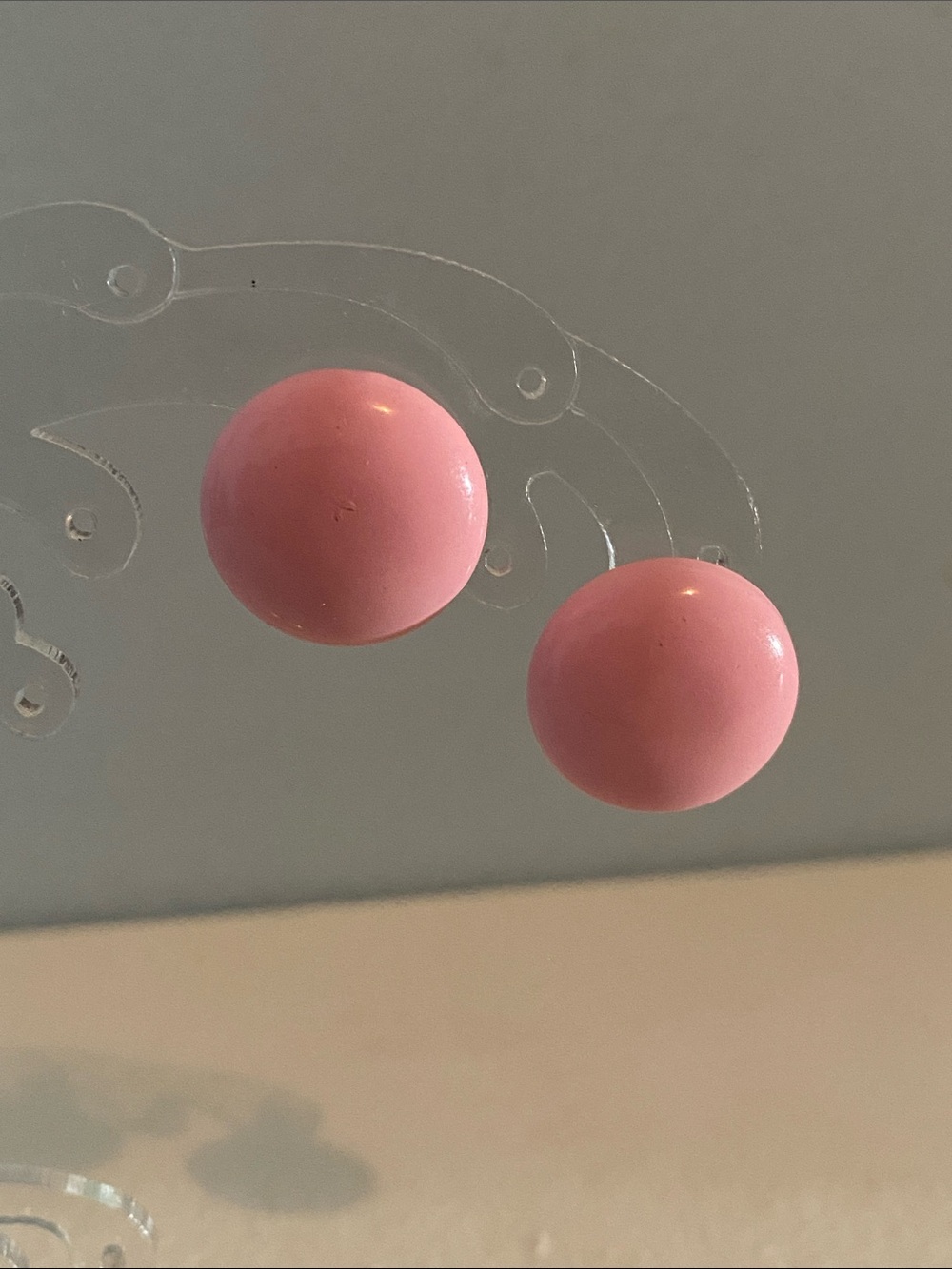 Round Pink Button Stud Earrings